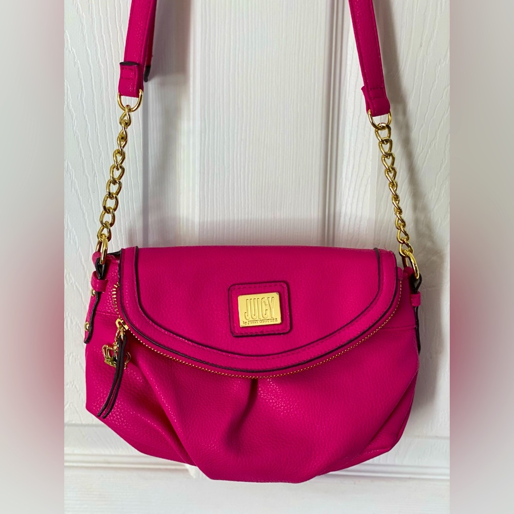 Juicy Couture pink and gold mini crossbody bag 11 inch wide and 8 inch tall